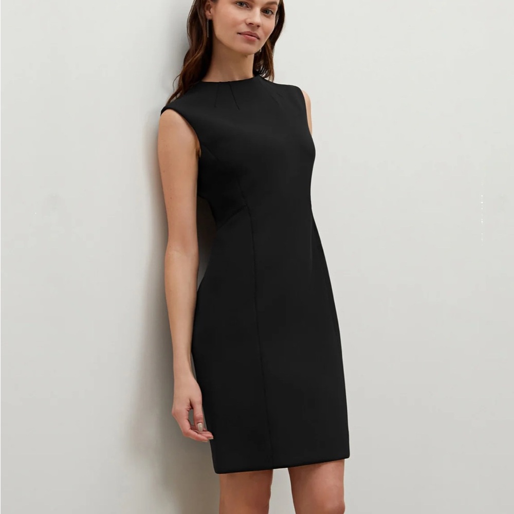 Etcetera Black Sheath Midi Dress Mock Neck Sleeveless - Picture 1 of 8
